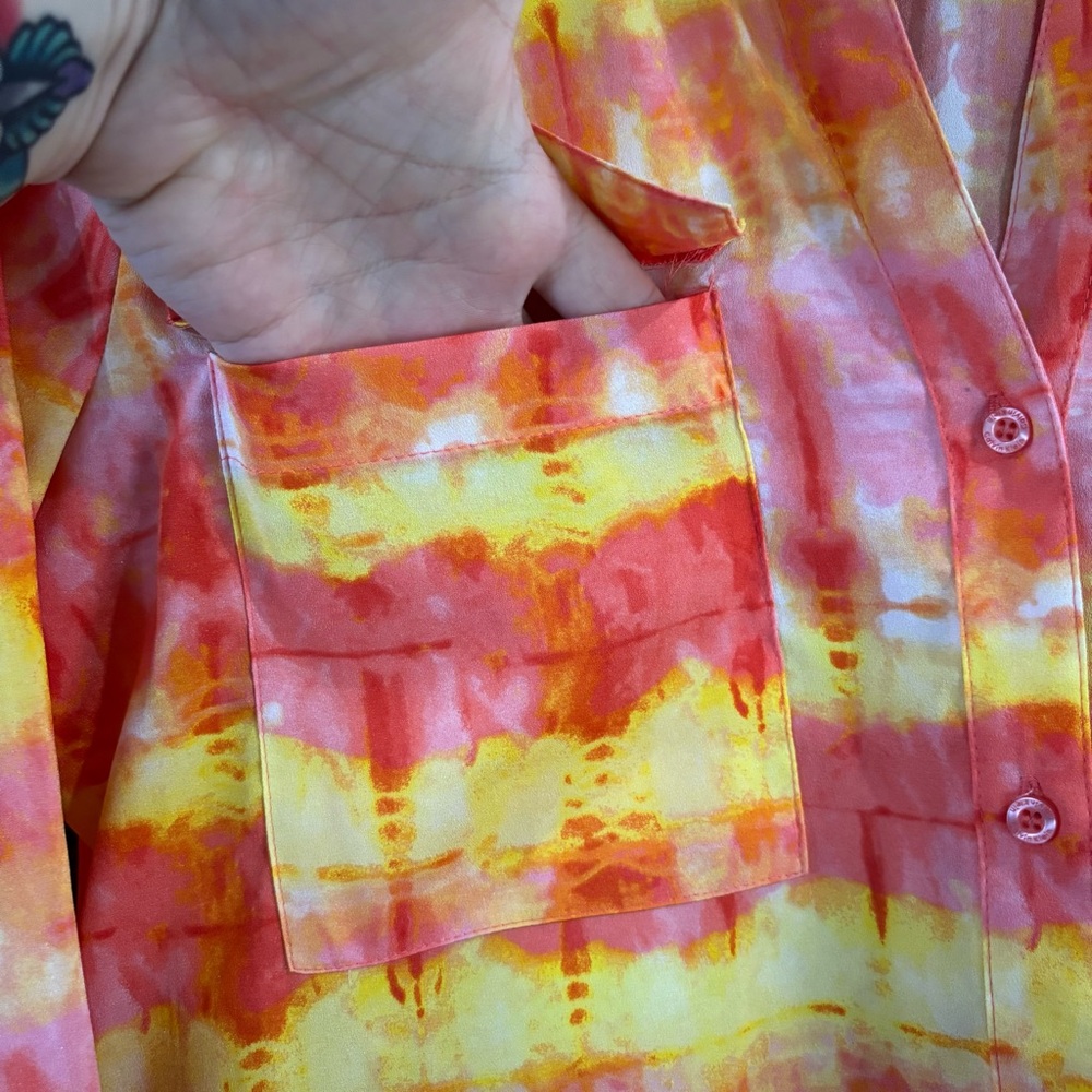 Calvin Klein Womens Coral Yellow Button Up Top Size Large Office Career - Picture 4 of 7